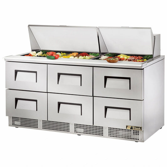 True TFP-72-30M-D-6 72 inch Mega Top Sandwich Prep Table